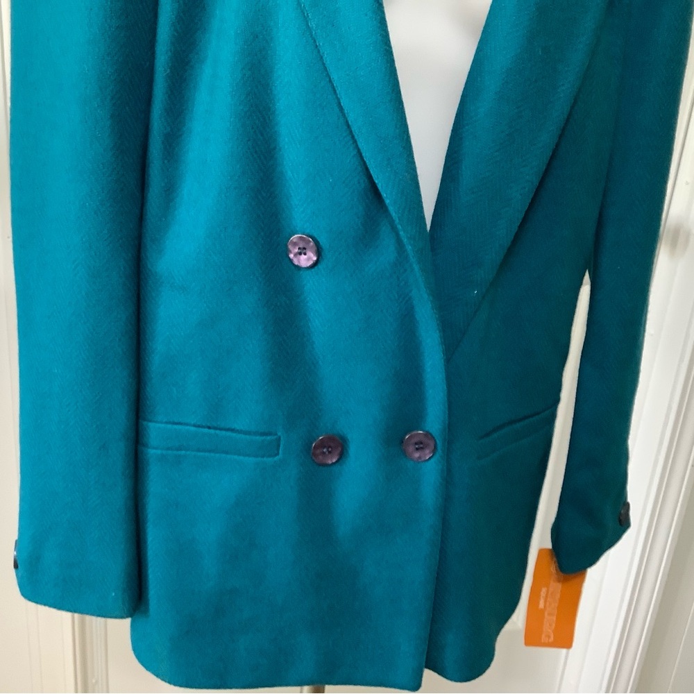 Teal Double-Breasted Women's Blazer size 12 - Picture 3 of 9